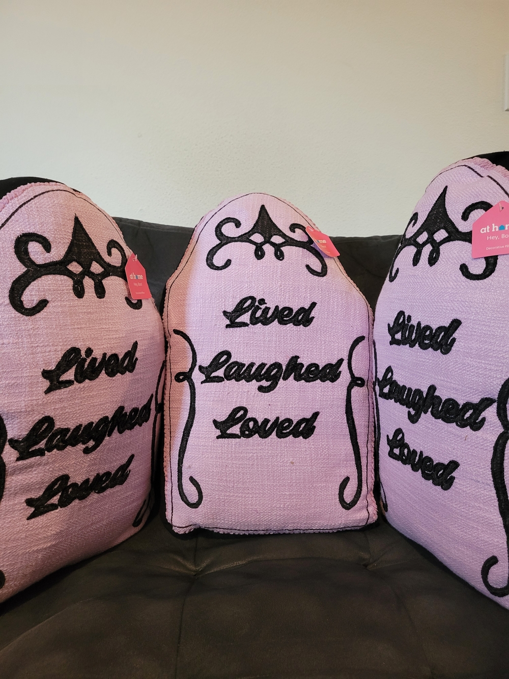 Lived Laughed Loved Pink Embroidered Holiday Pillow